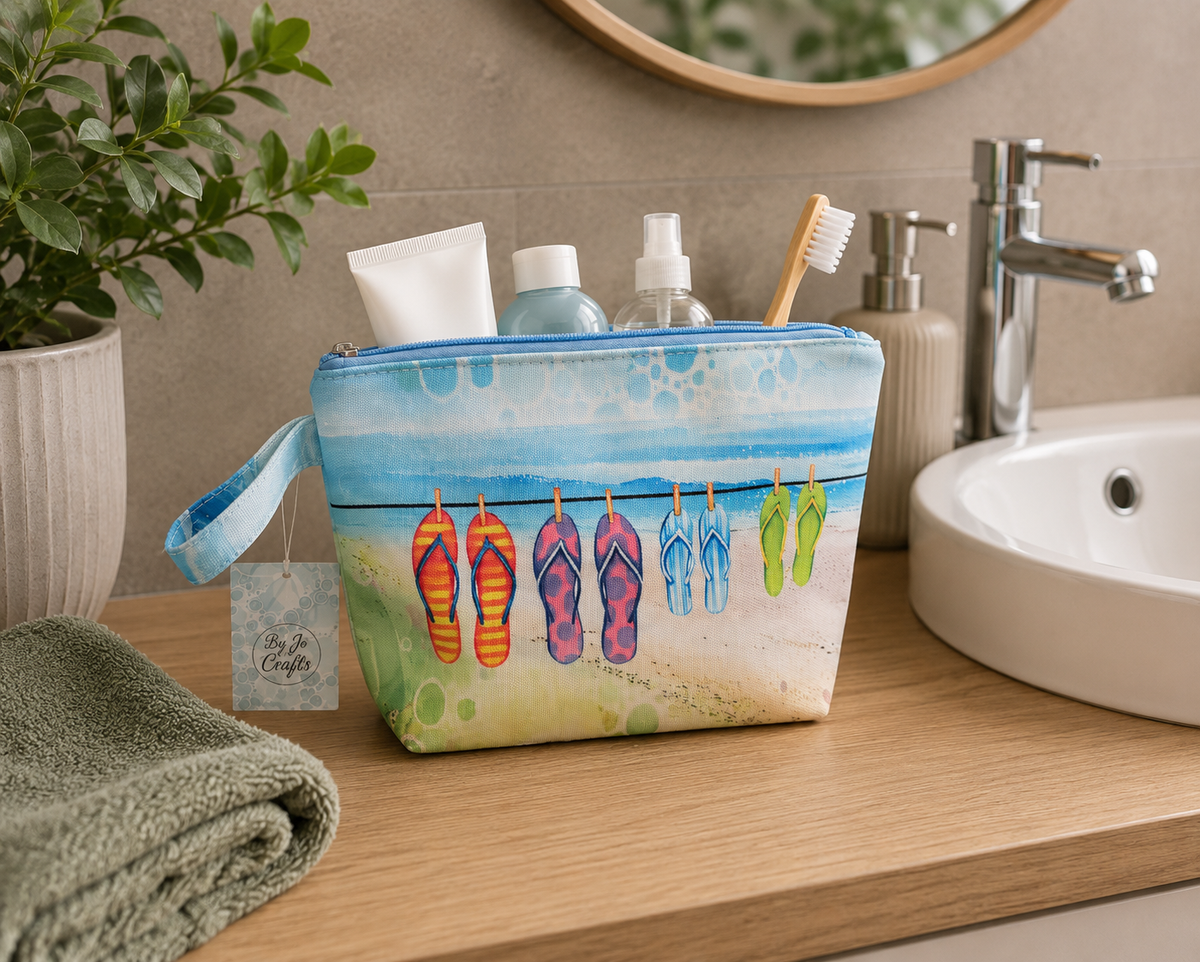 Flips Flops, beach wash bag, makeup bag