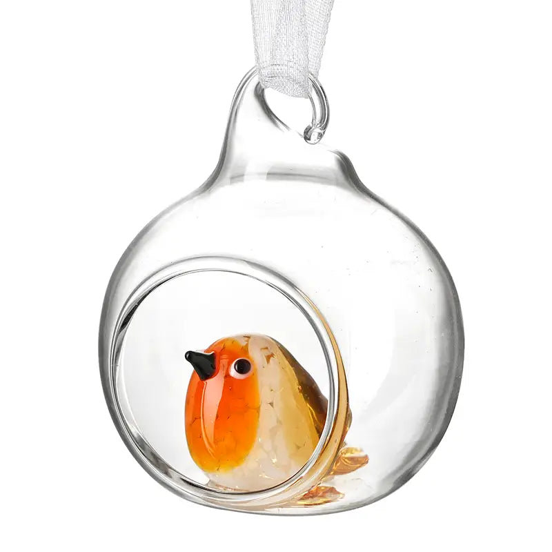 Glass Bauble with Robin