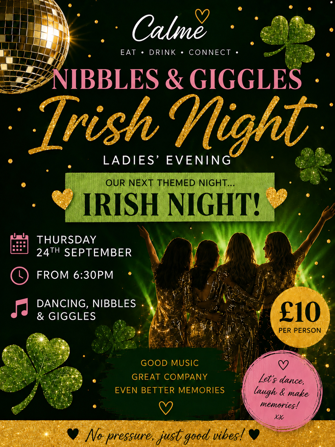 Nibbles & Giggles Irish Night ☘️ Thursday 24th September 6.30pm ☘️