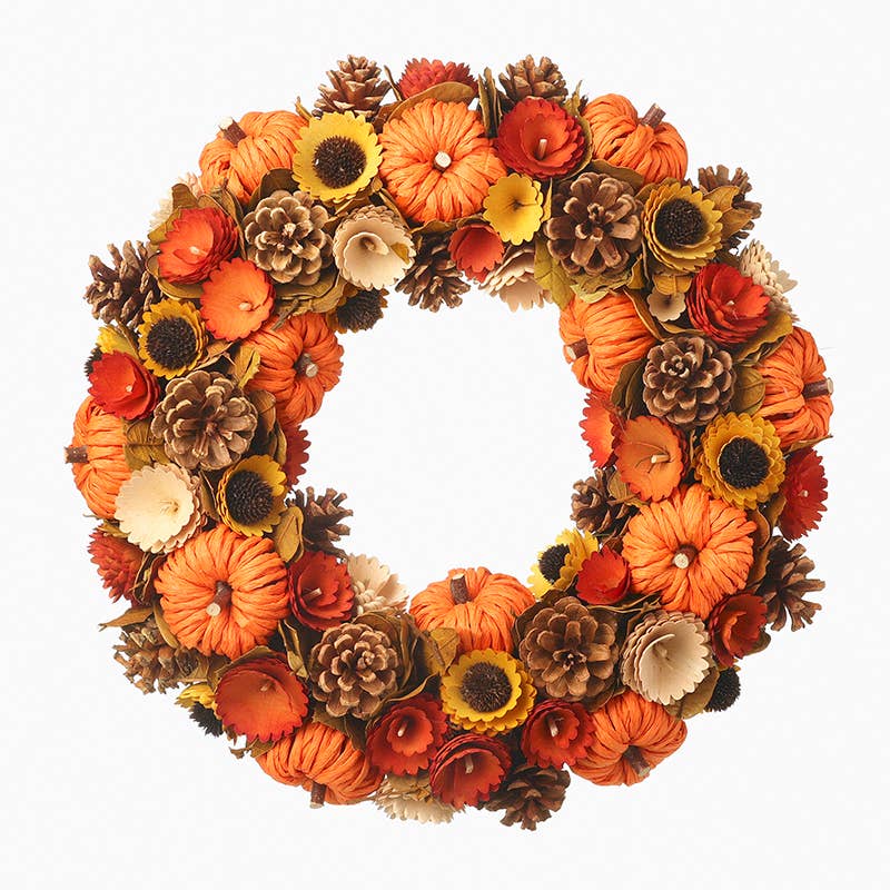 ORANGE PUMPKIN & SUNFLOWER WREATH