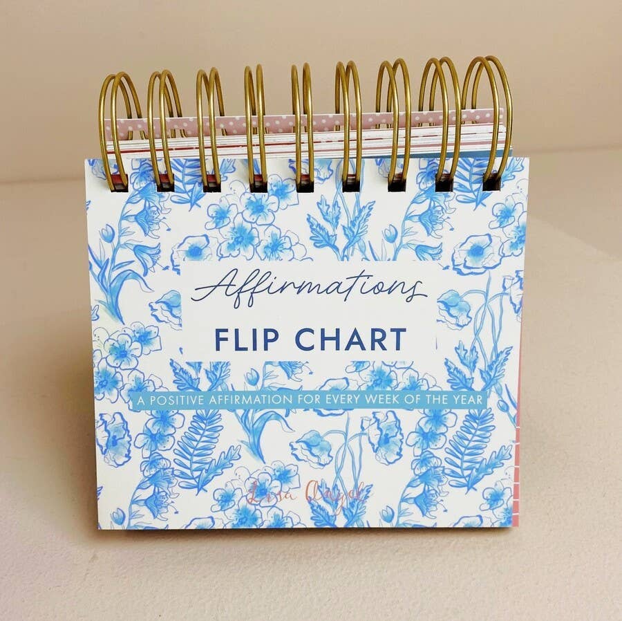 Blue Wildflower Print Affirmations Desktop Flip Chart
