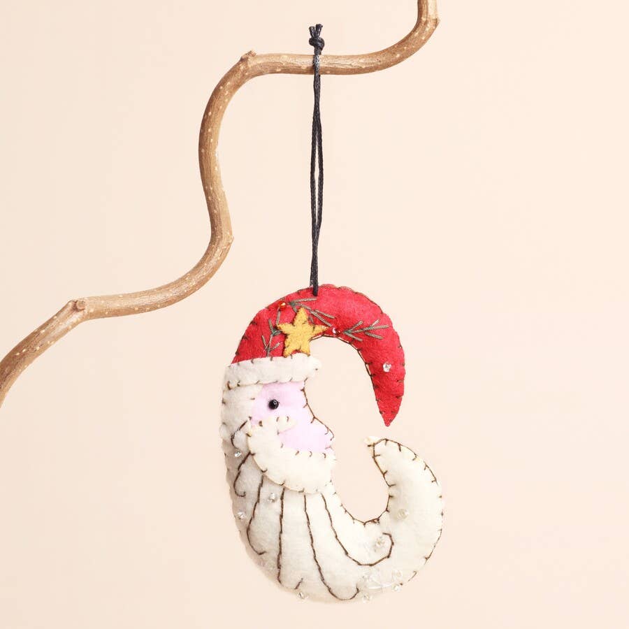 Beaded Felt Father Christmas Hanging Decoration