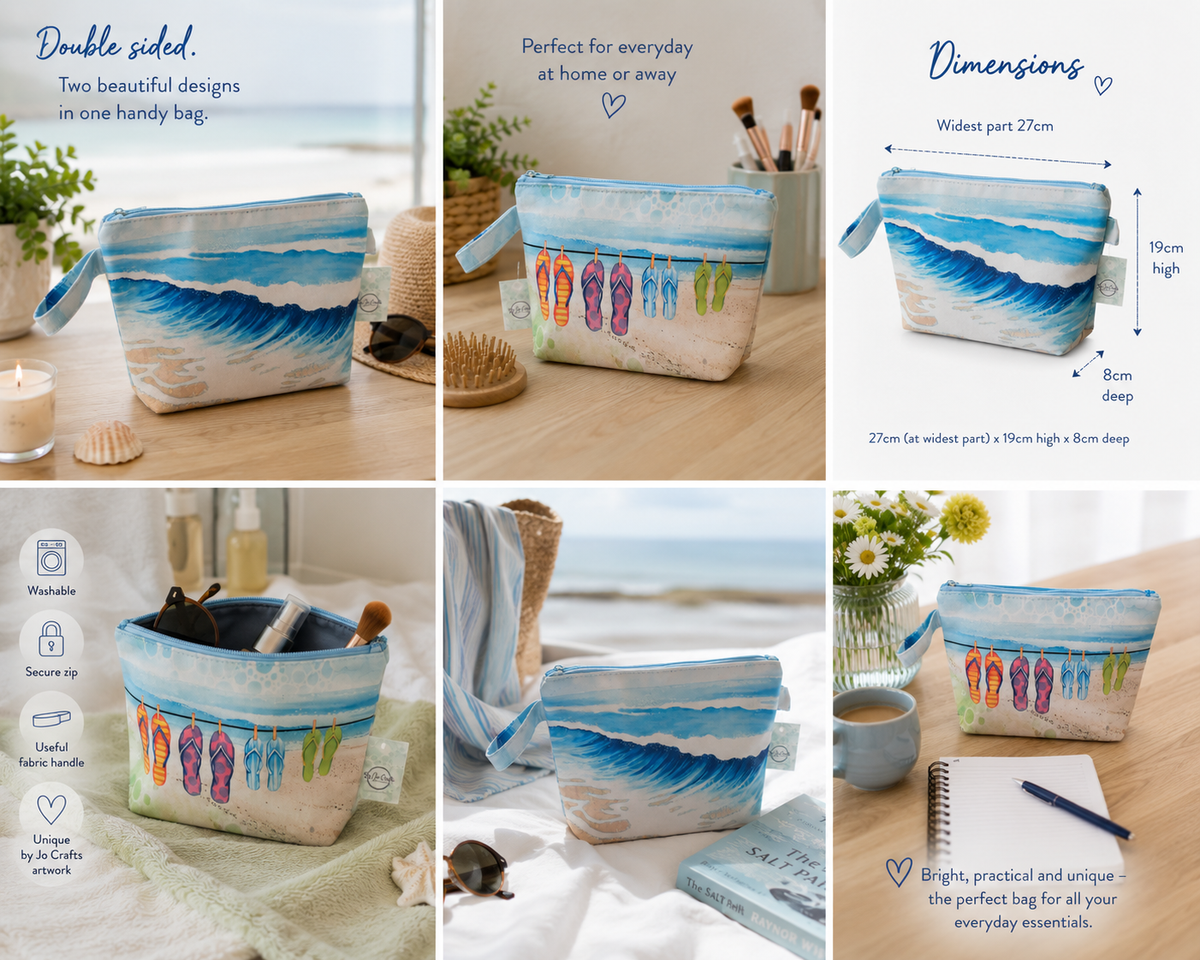 Flips Flops, beach wash bag, makeup bag