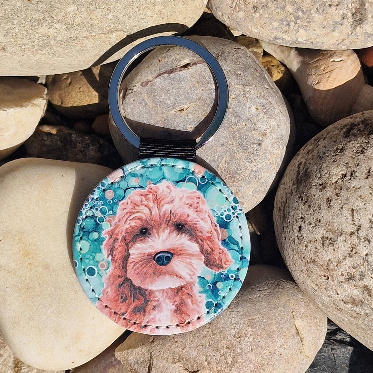 Cockerpoo Dog Faux Leather Keyring