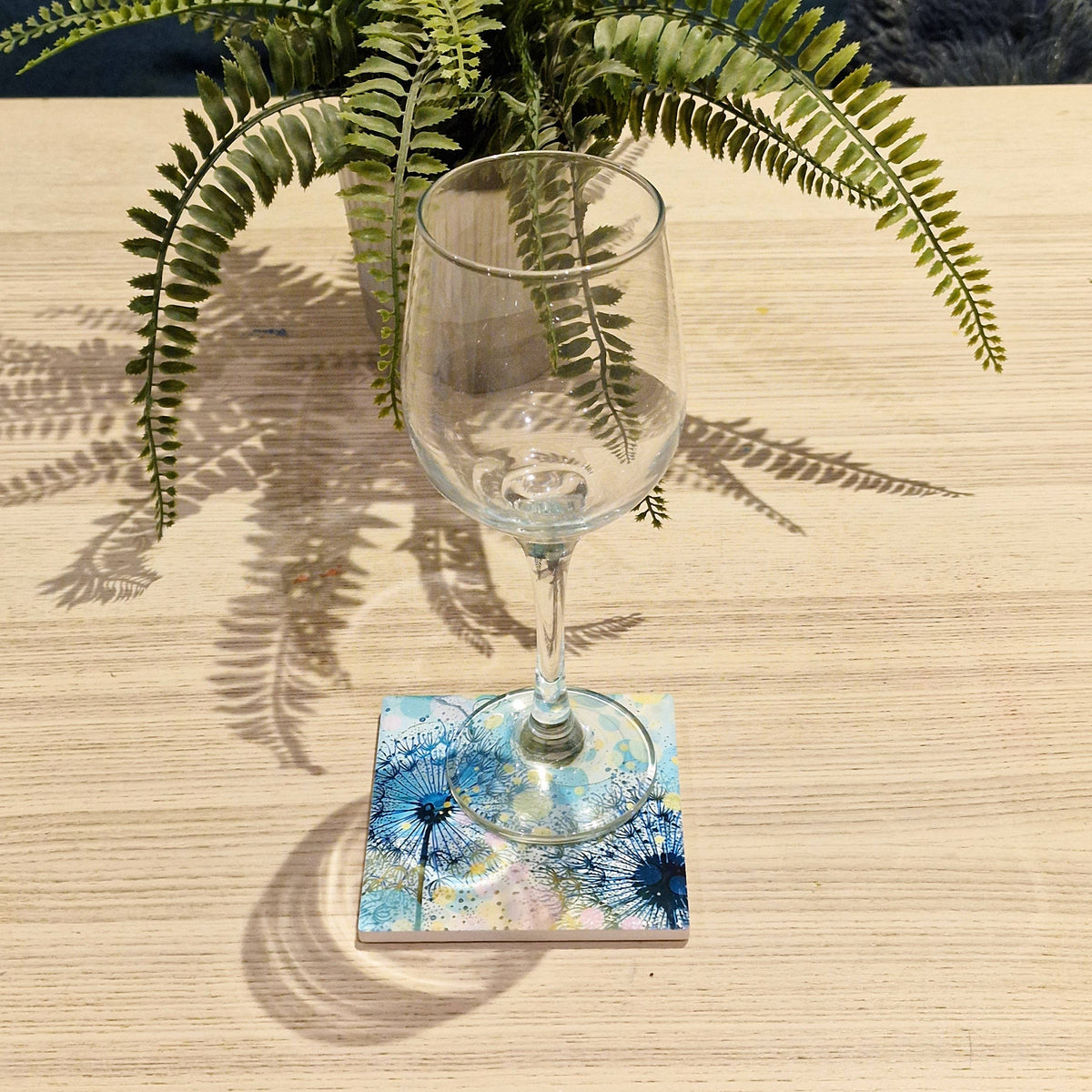 Dandelion Ceramic Coaster (Turquoise)