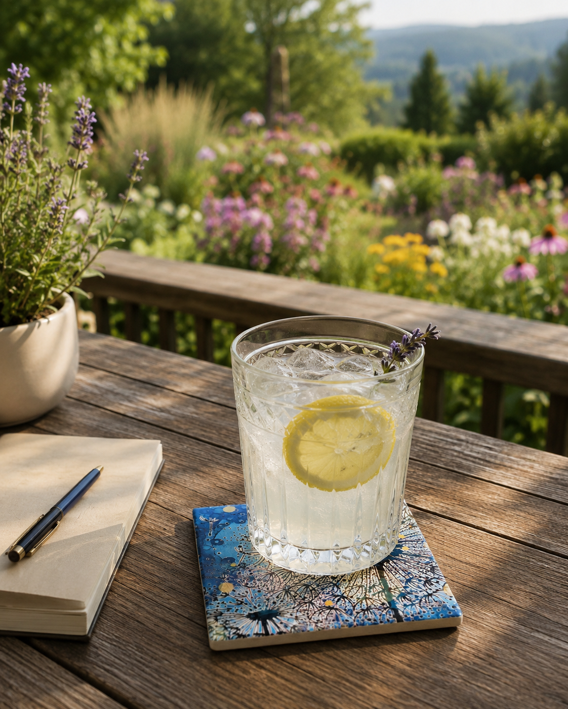 Dandelion Ceramic Coaster (Navy Blue)