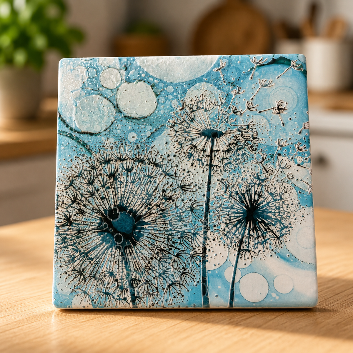 Dandelion Ceramic Coaster (Green)