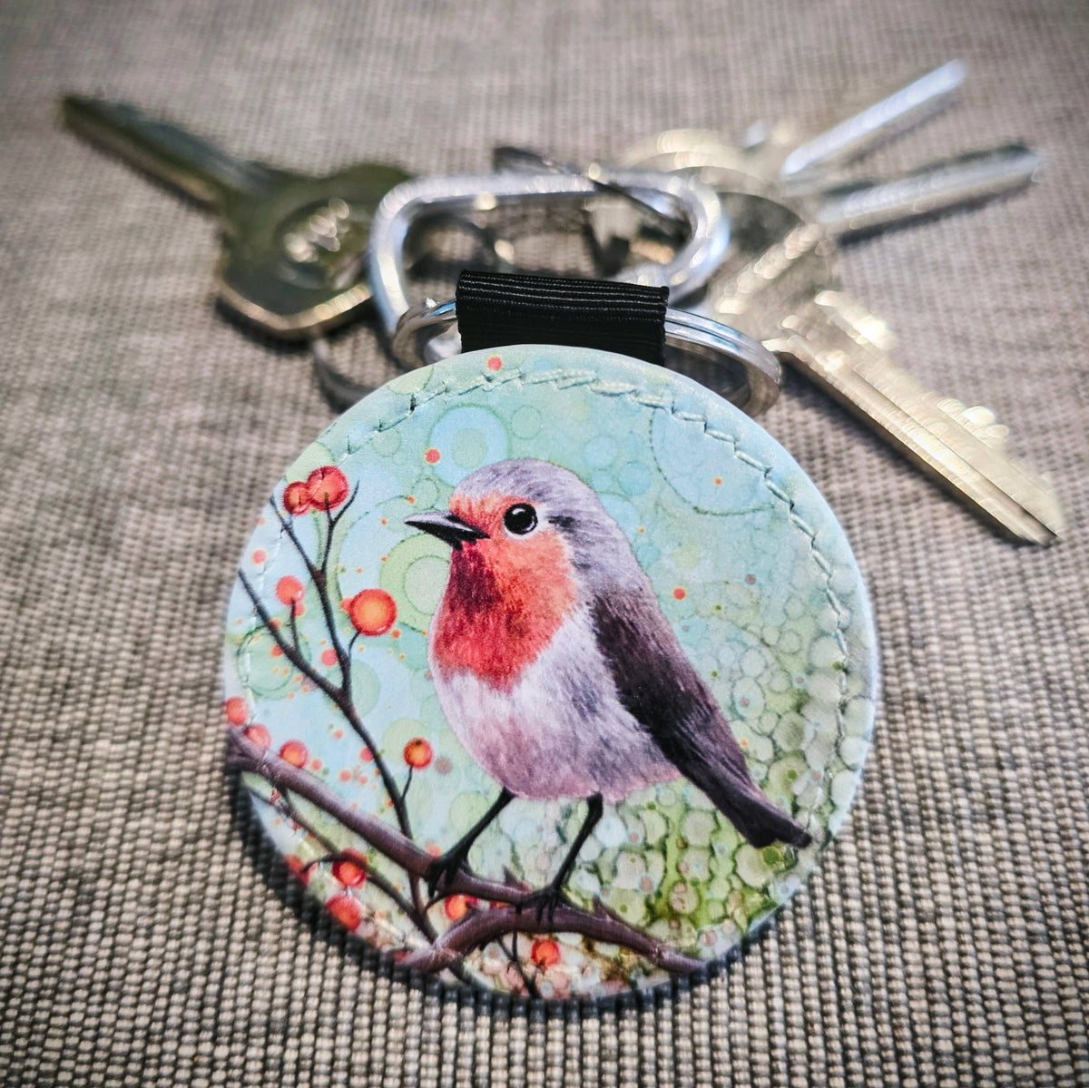 Robin Faux Leather Keyring