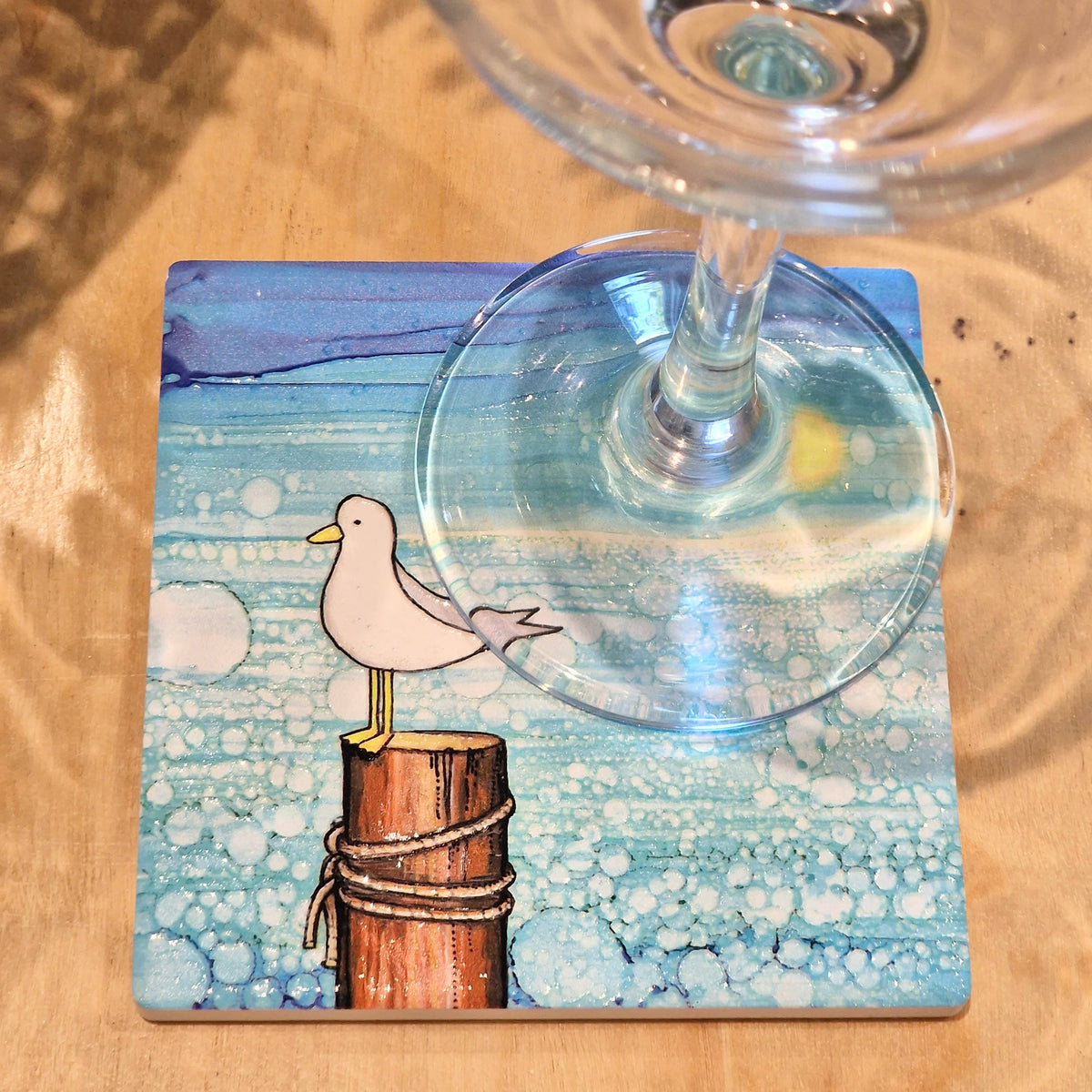 Seagull on Post -  Ceramic Coaster