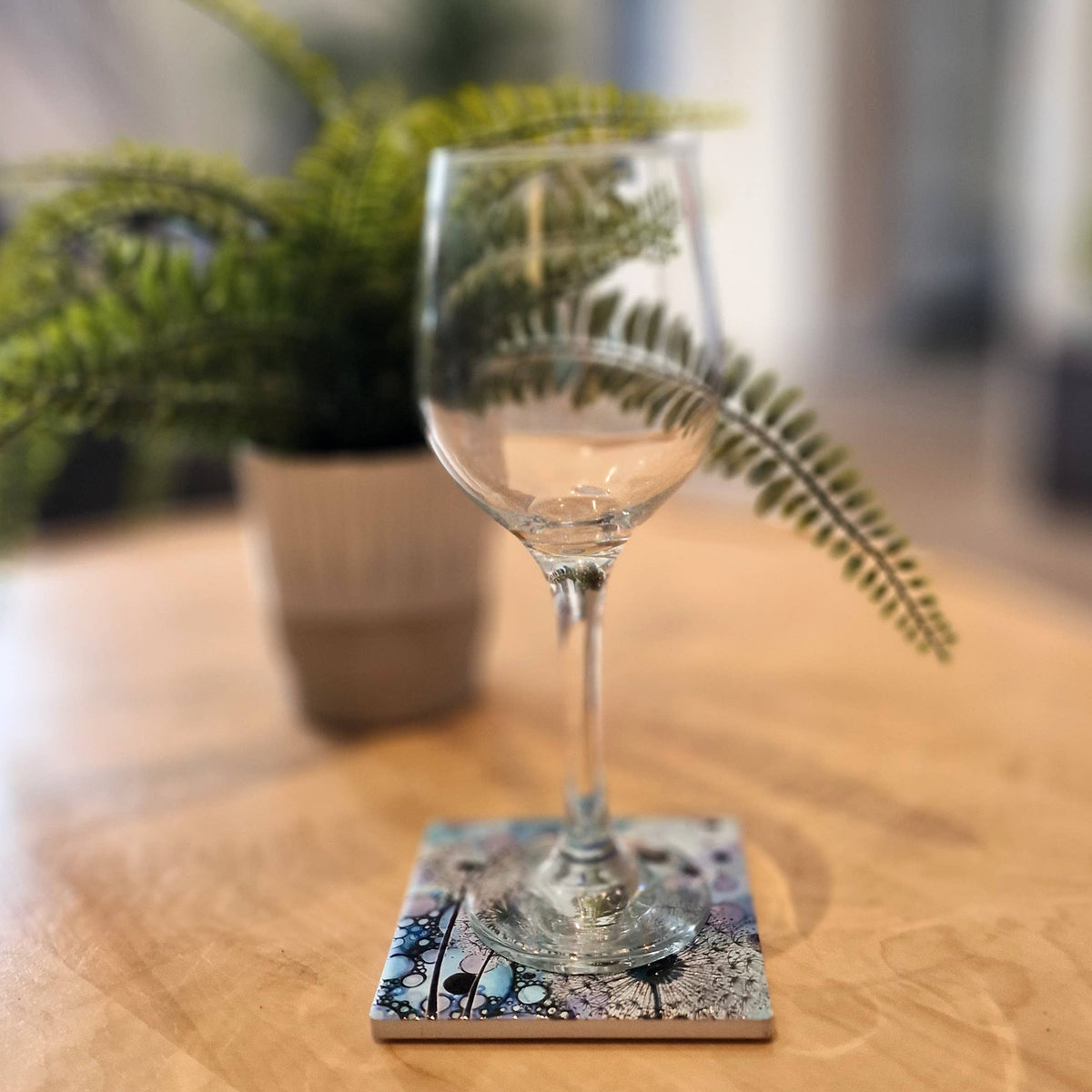 Dandelion Ceramic Coaster (Blue)