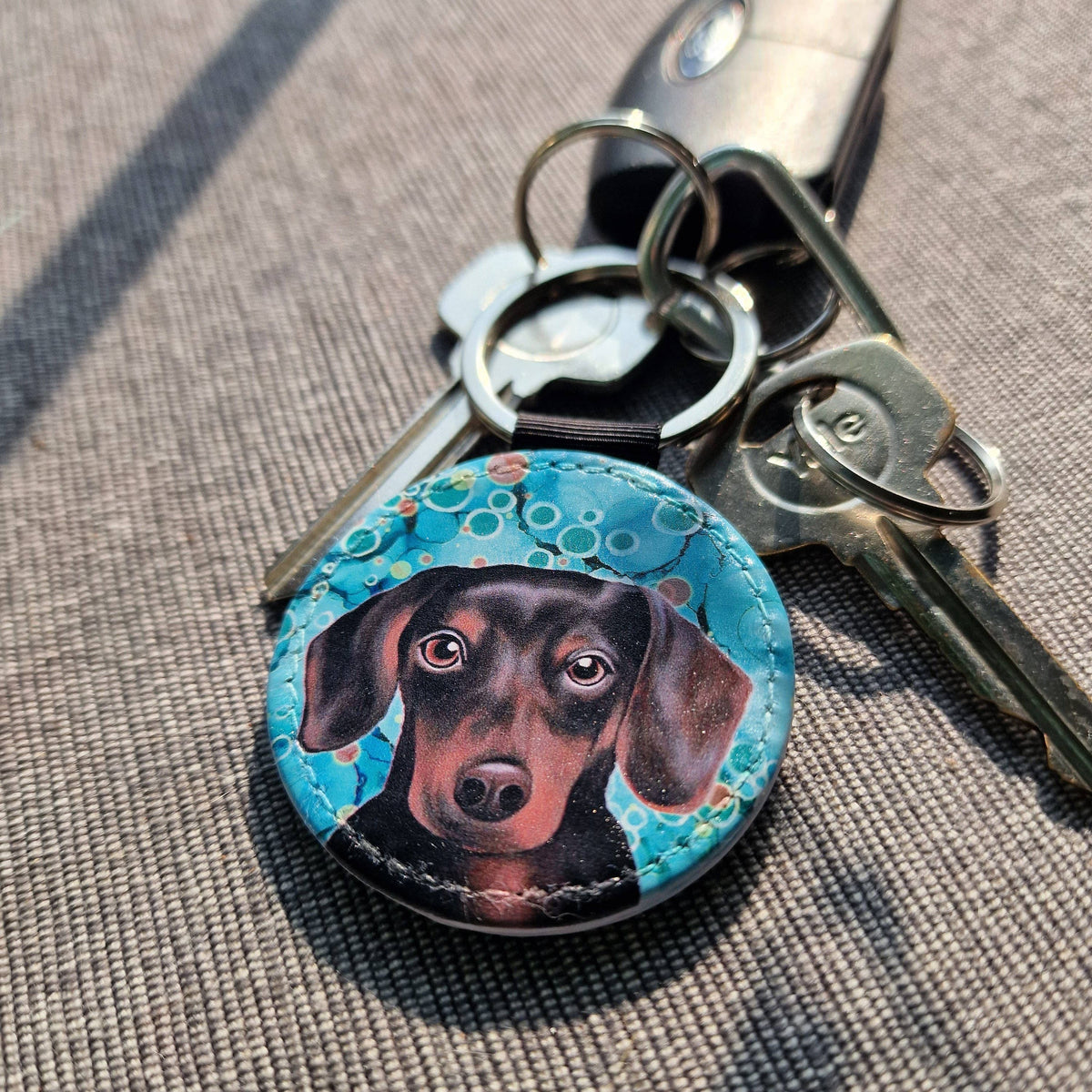 Daschund Dog Faux Leather Keyring
