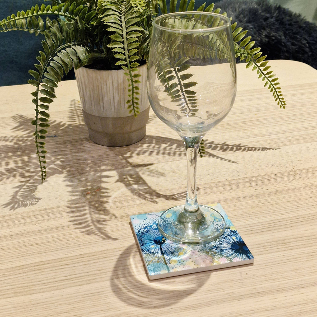 Dandelion Ceramic Coaster (Turquoise)