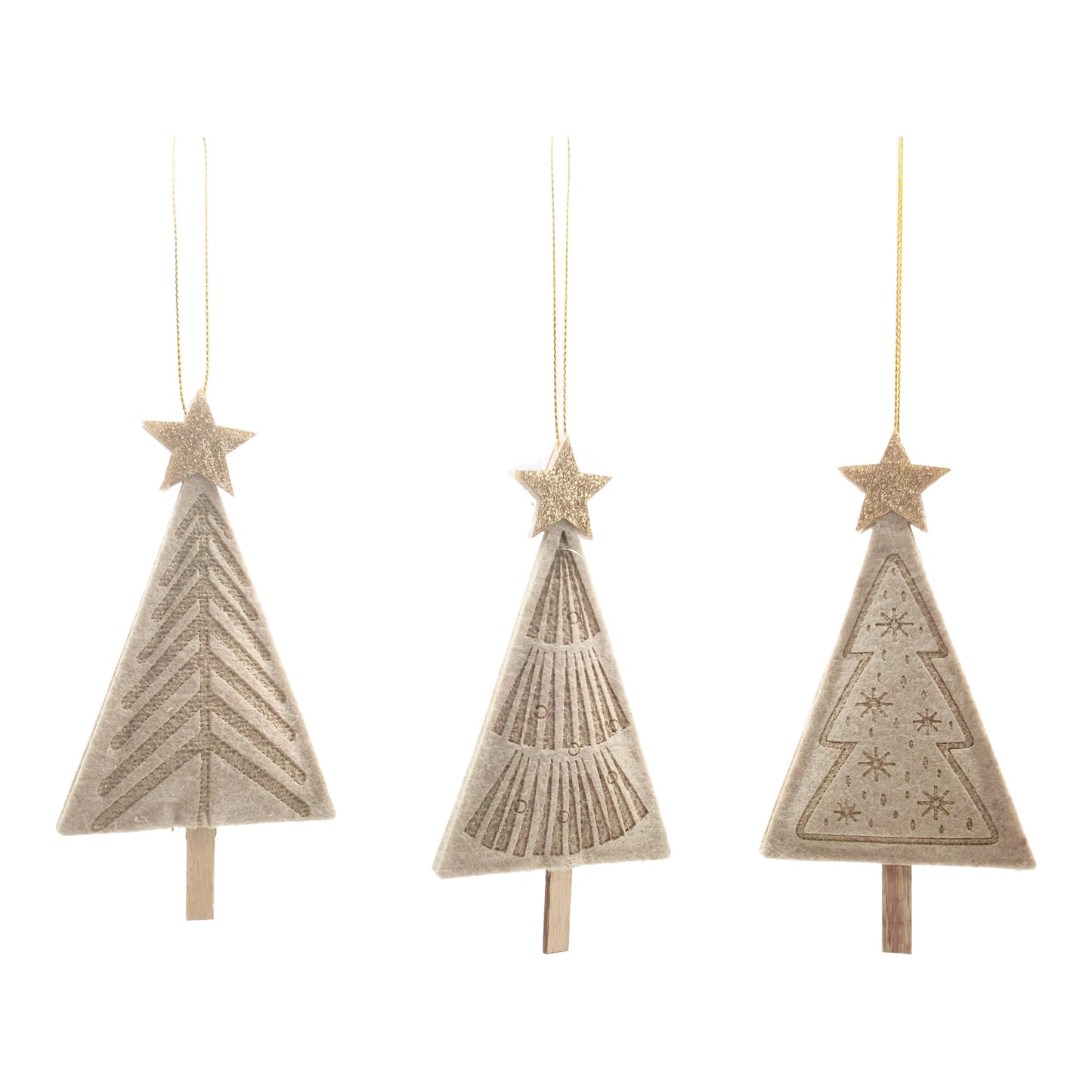 WOODEN HANGING TREES WITH GOLD STAR MIX