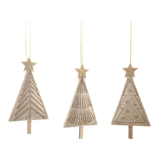 WOODEN HANGING TREES WITH GOLD STAR MIX