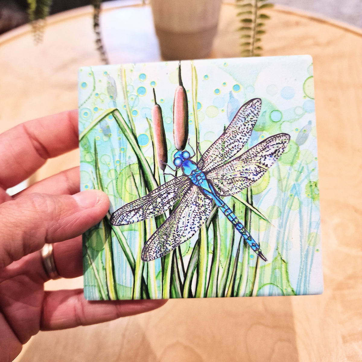 Stunning Dragonfly Ceramic Coaster 🩷