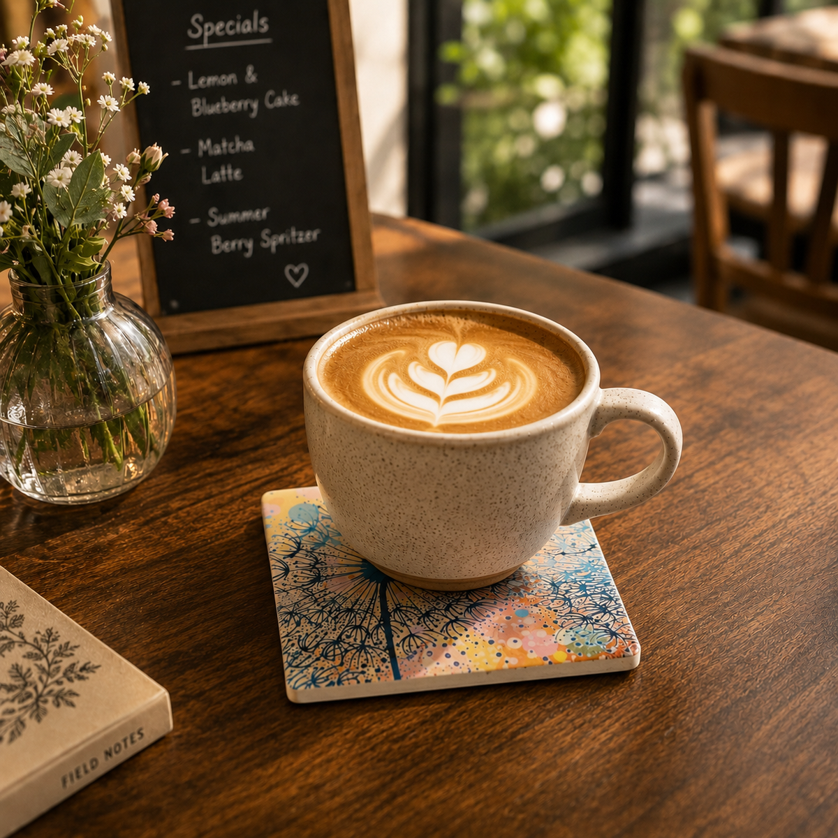 Dandelion Ceramic Coaster (Orange)