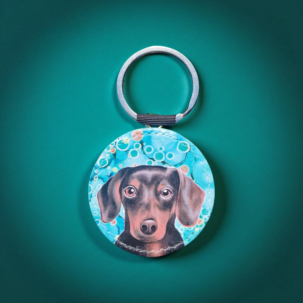 Daschund Dog Faux Leather Keyring