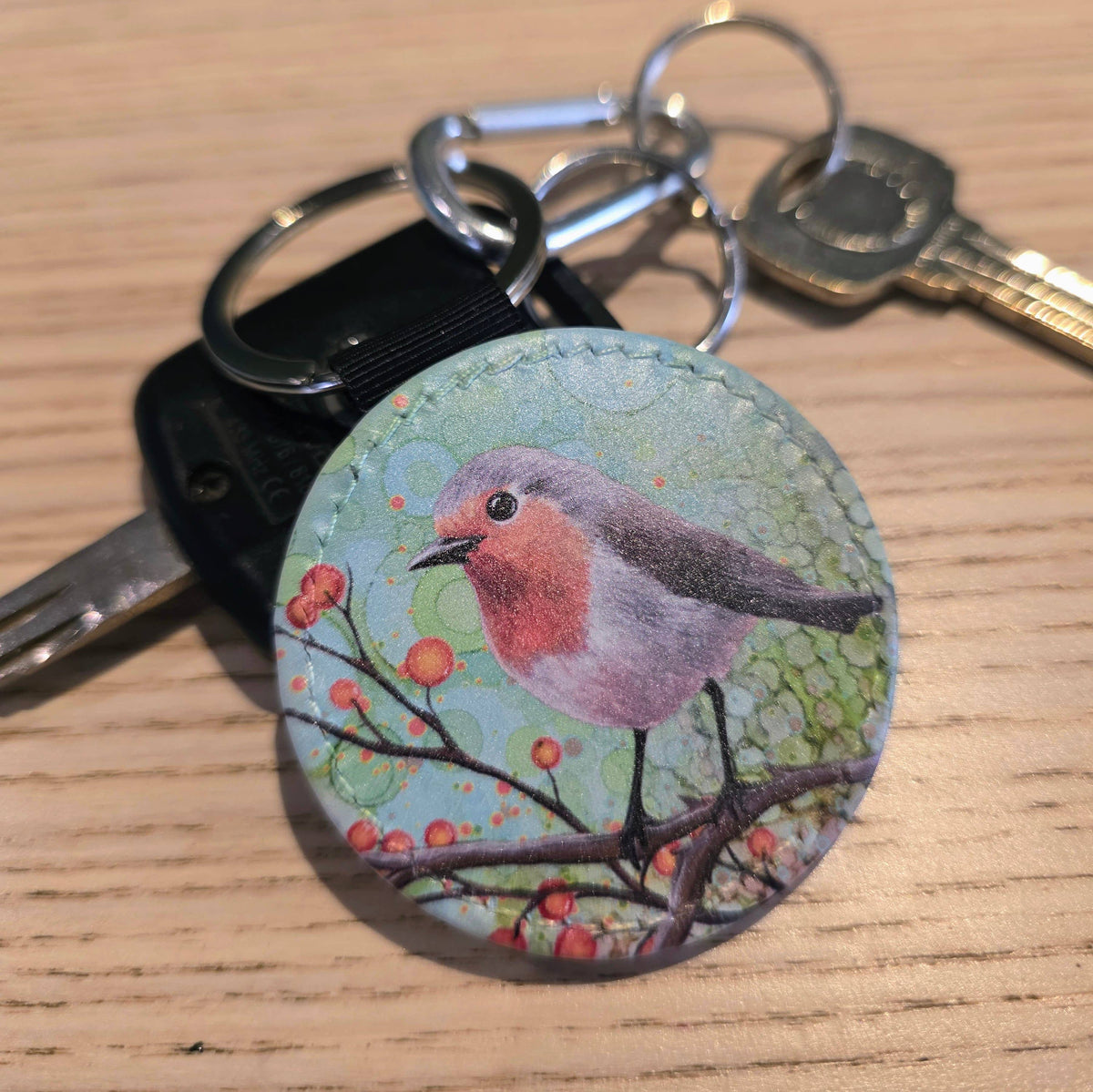 Robin Faux Leather Keyring