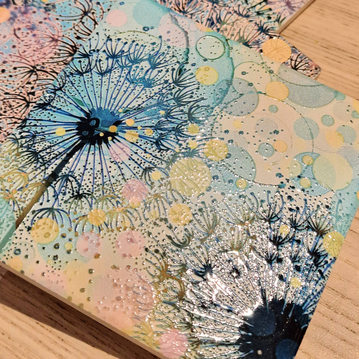 Dandelion Ceramic Coaster (Turquoise)