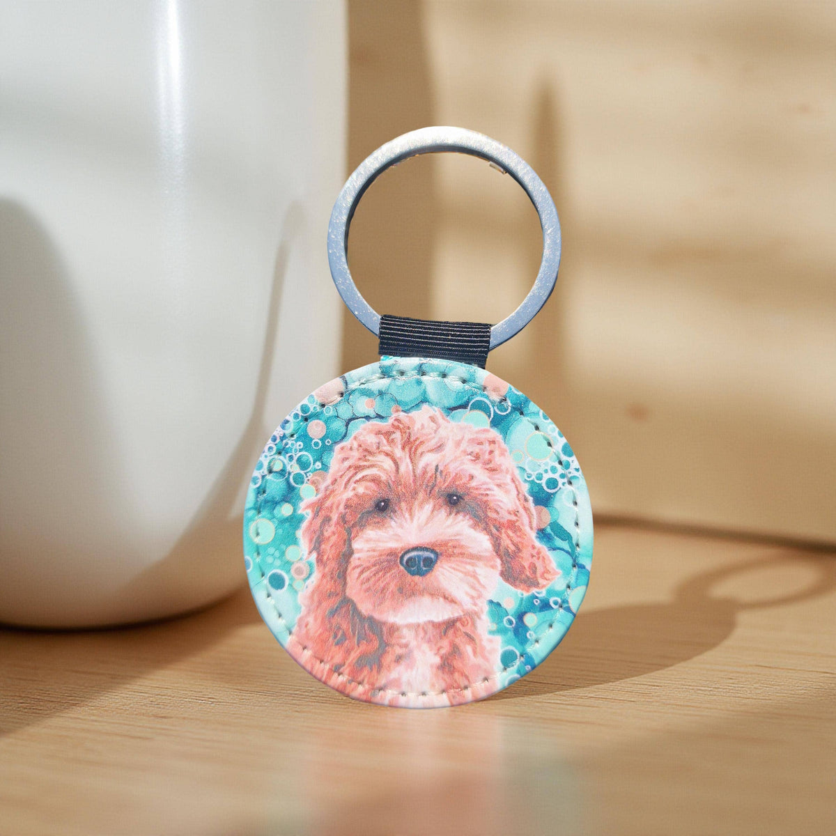 Cockerpoo Dog Faux Leather Keyring