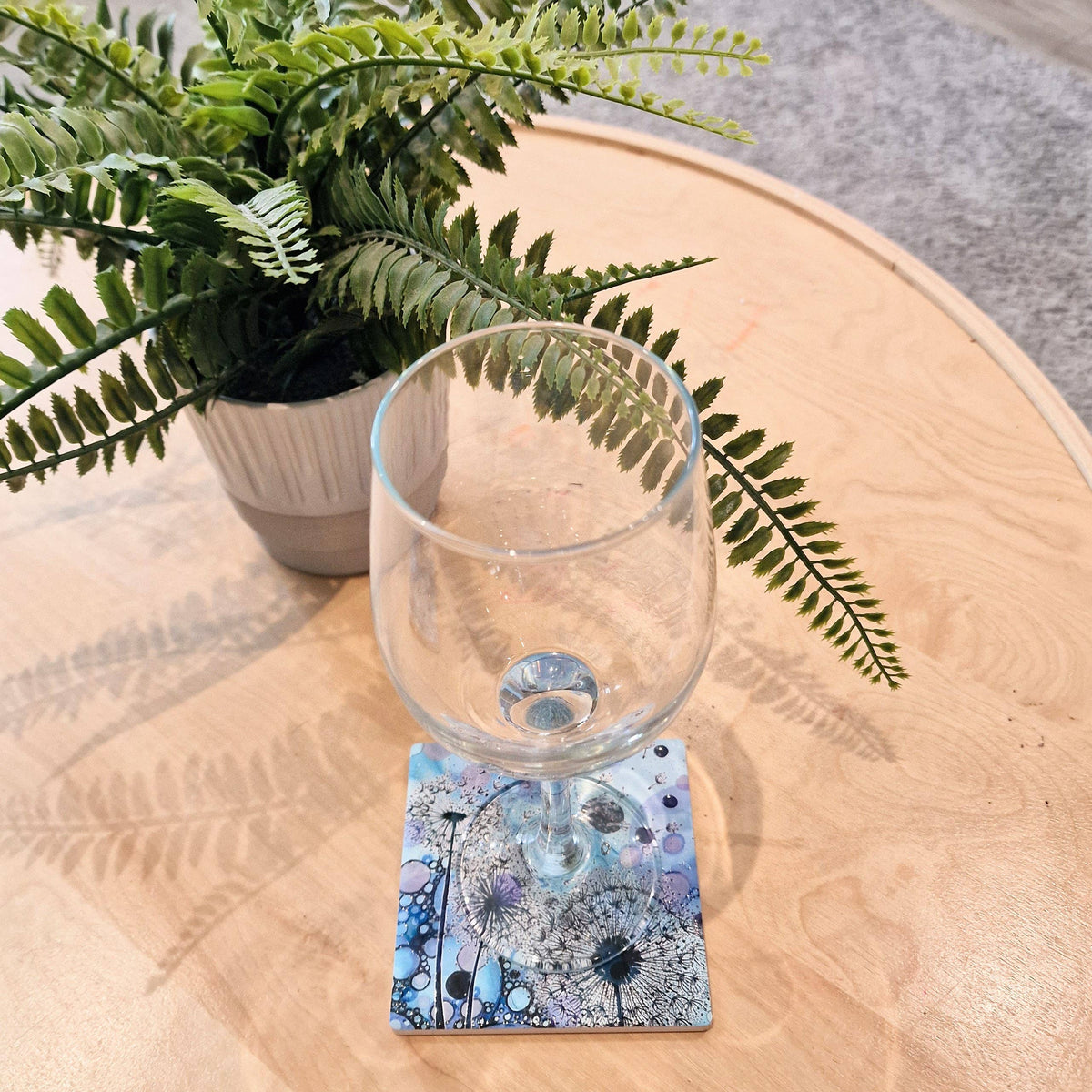 Dandelion Ceramic Coaster (Blue)