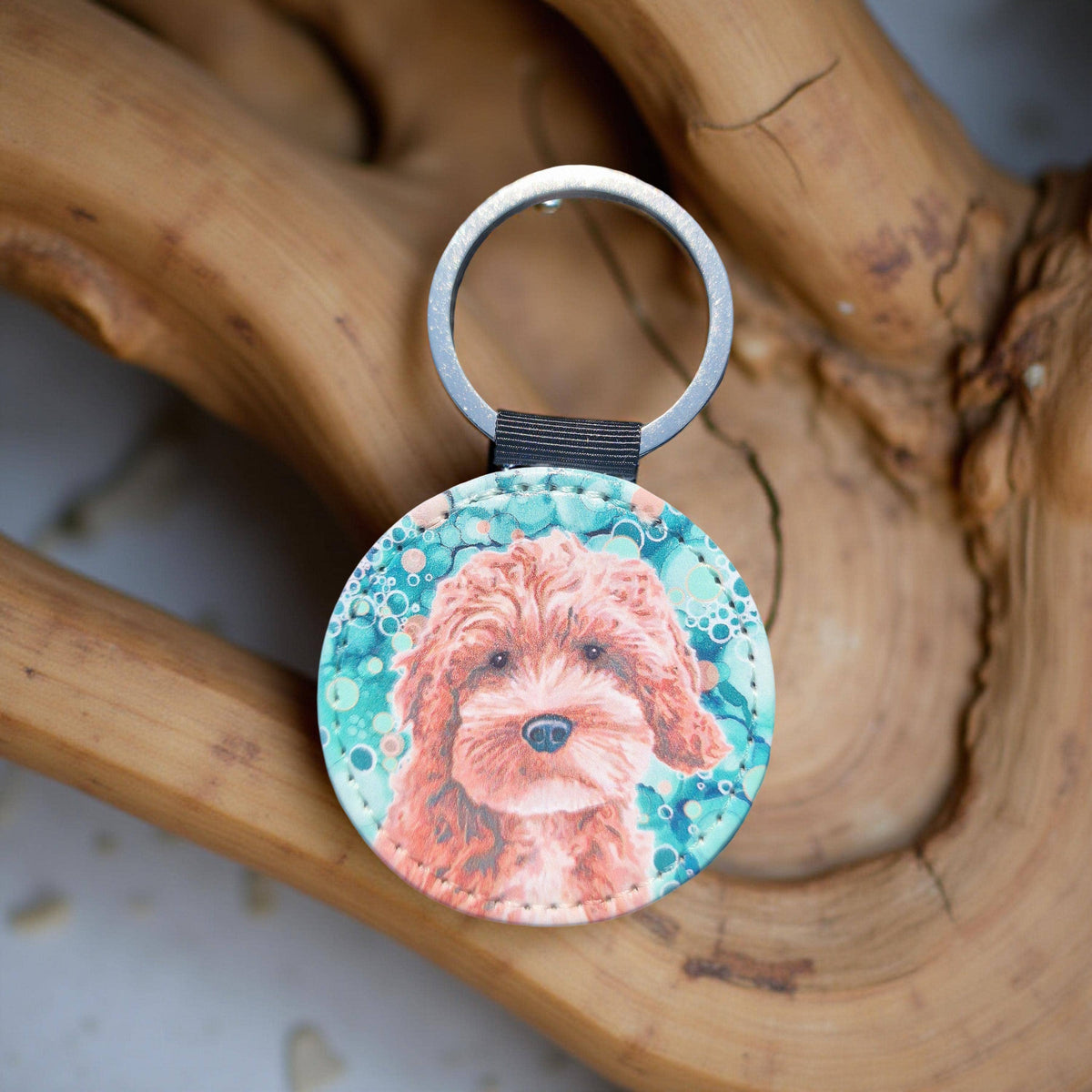 Cockerpoo Dog Faux Leather Keyring