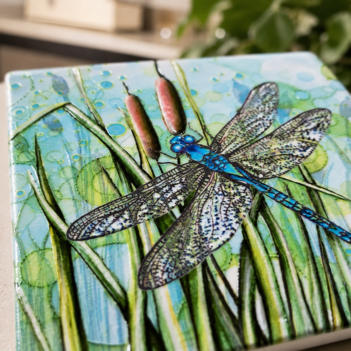 Stunning Dragonfly Ceramic Coaster 🩷