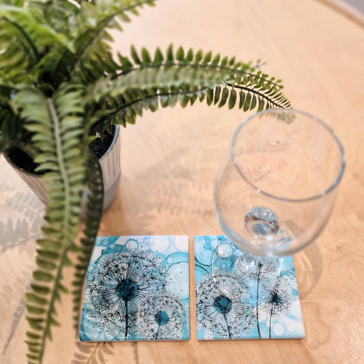 Dandelion Ceramic Coaster (Green)