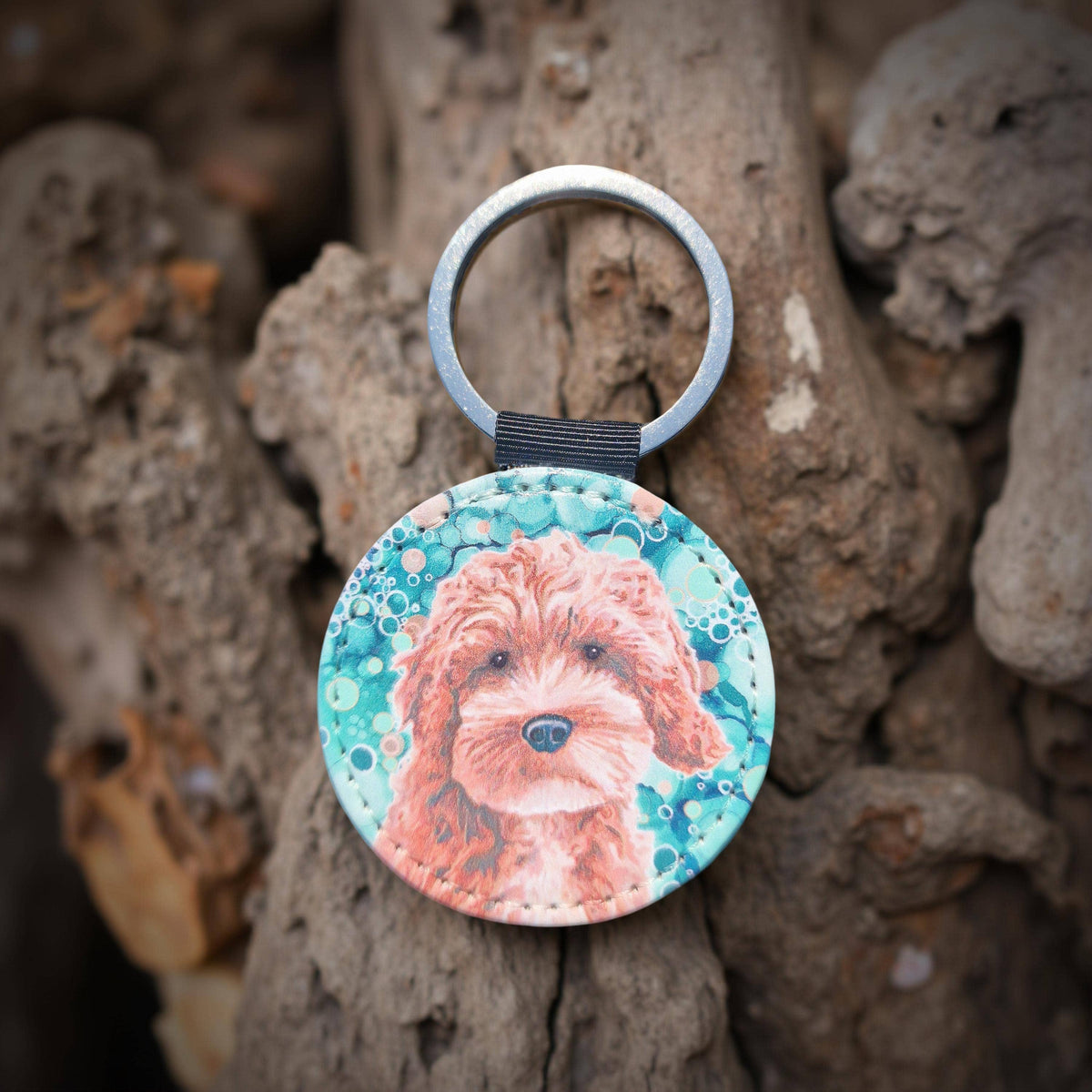 Cockerpoo Dog Faux Leather Keyring