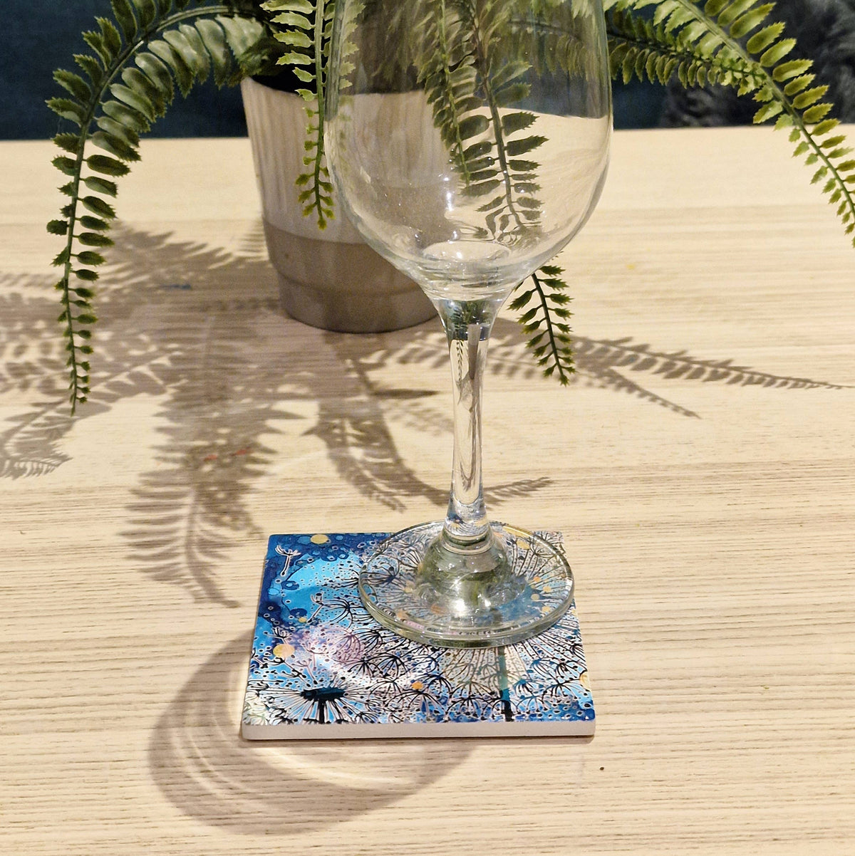Dandelion Ceramic Coaster (Navy Blue)