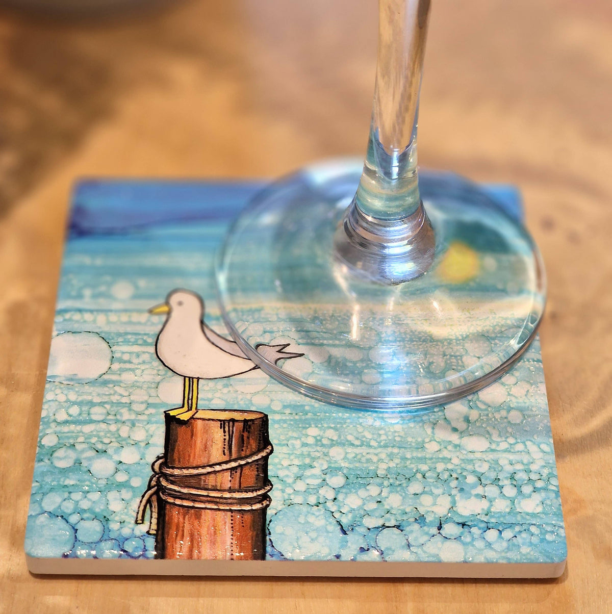 Seagull on Post -  Ceramic Coaster