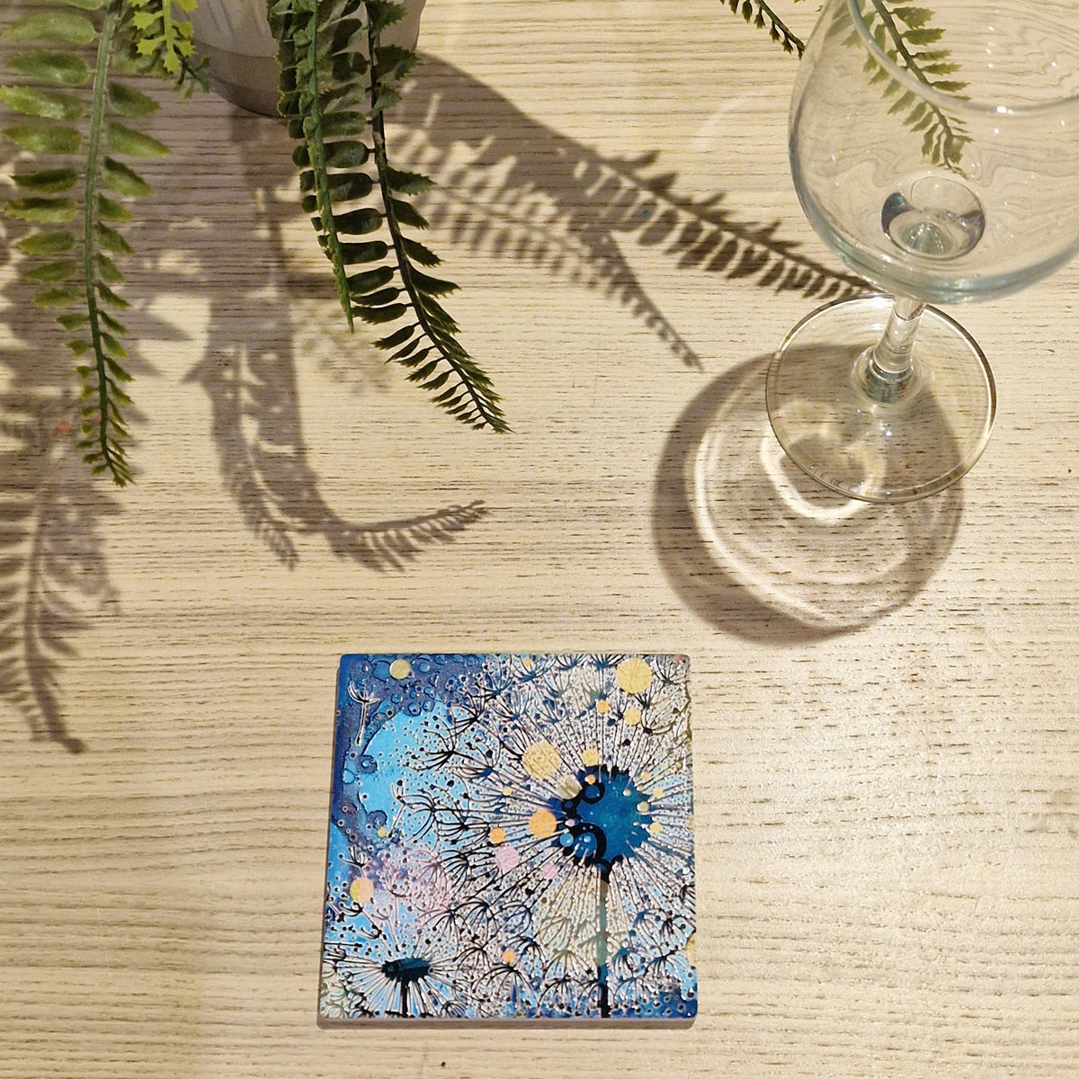 Dandelion Ceramic Coaster (Navy Blue)