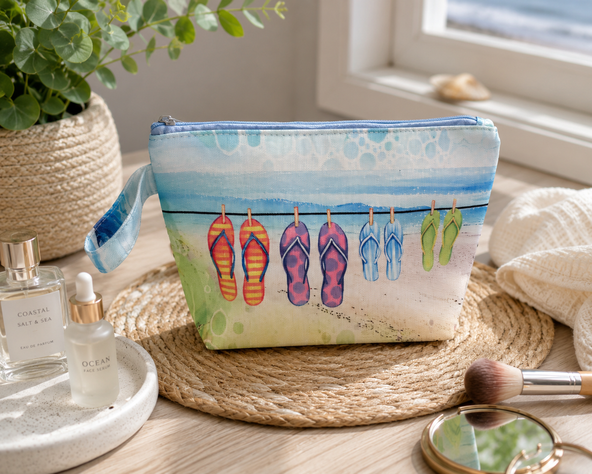 Flips Flops, beach wash bag, makeup bag