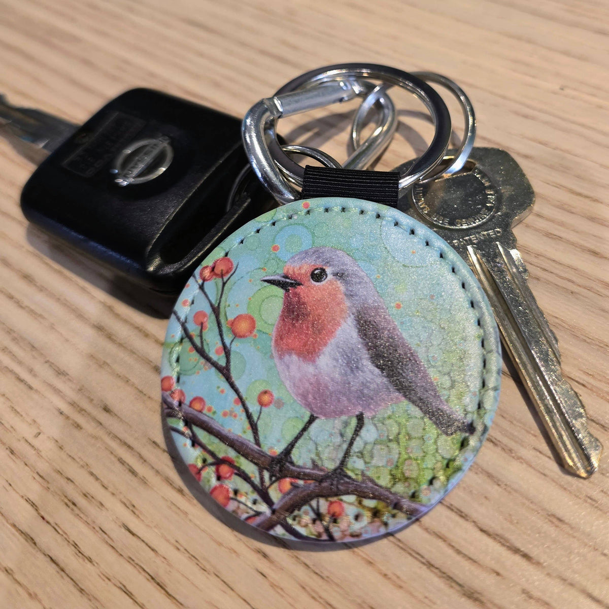 Robin Faux Leather Keyring