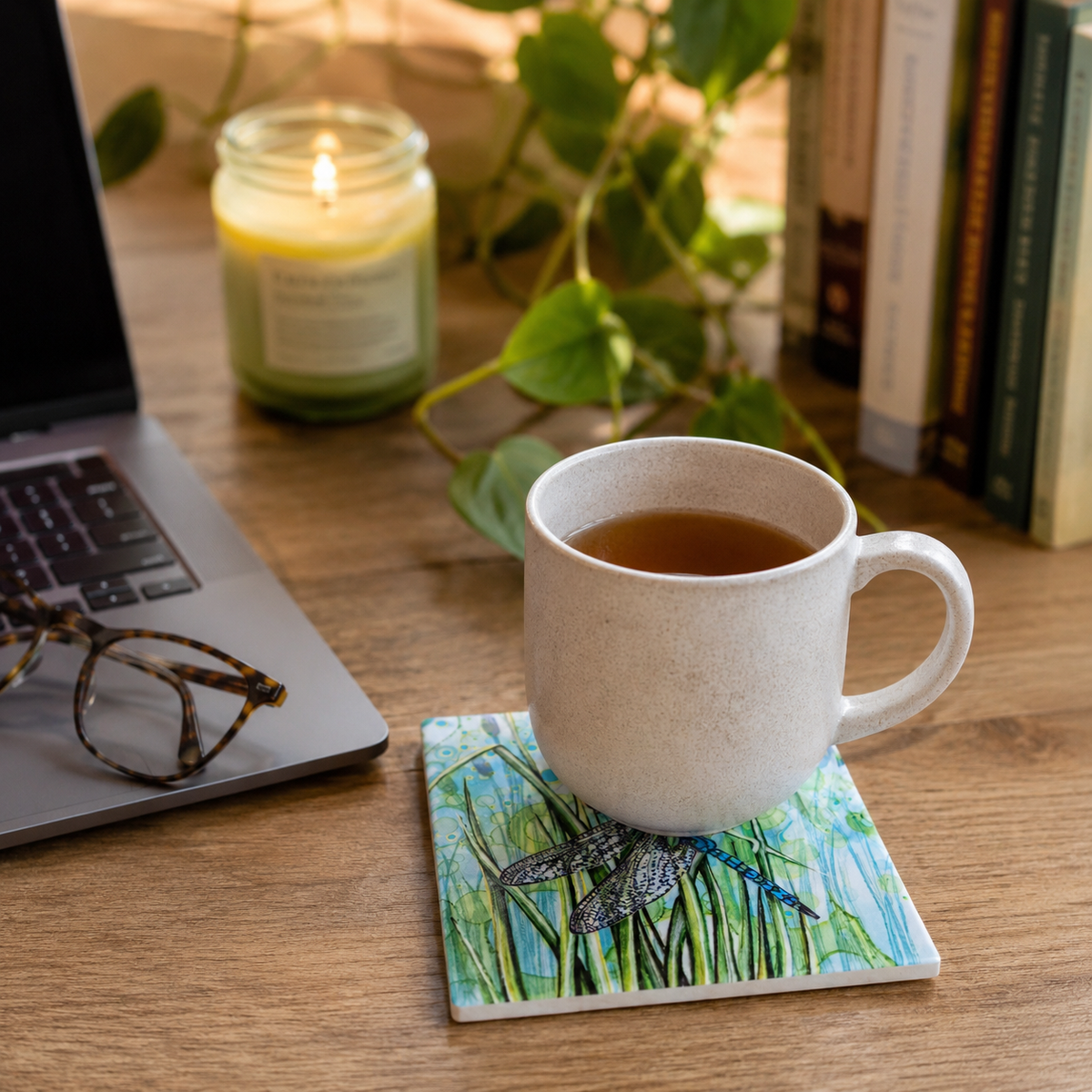 Stunning Dragonfly Ceramic Coaster 🩷