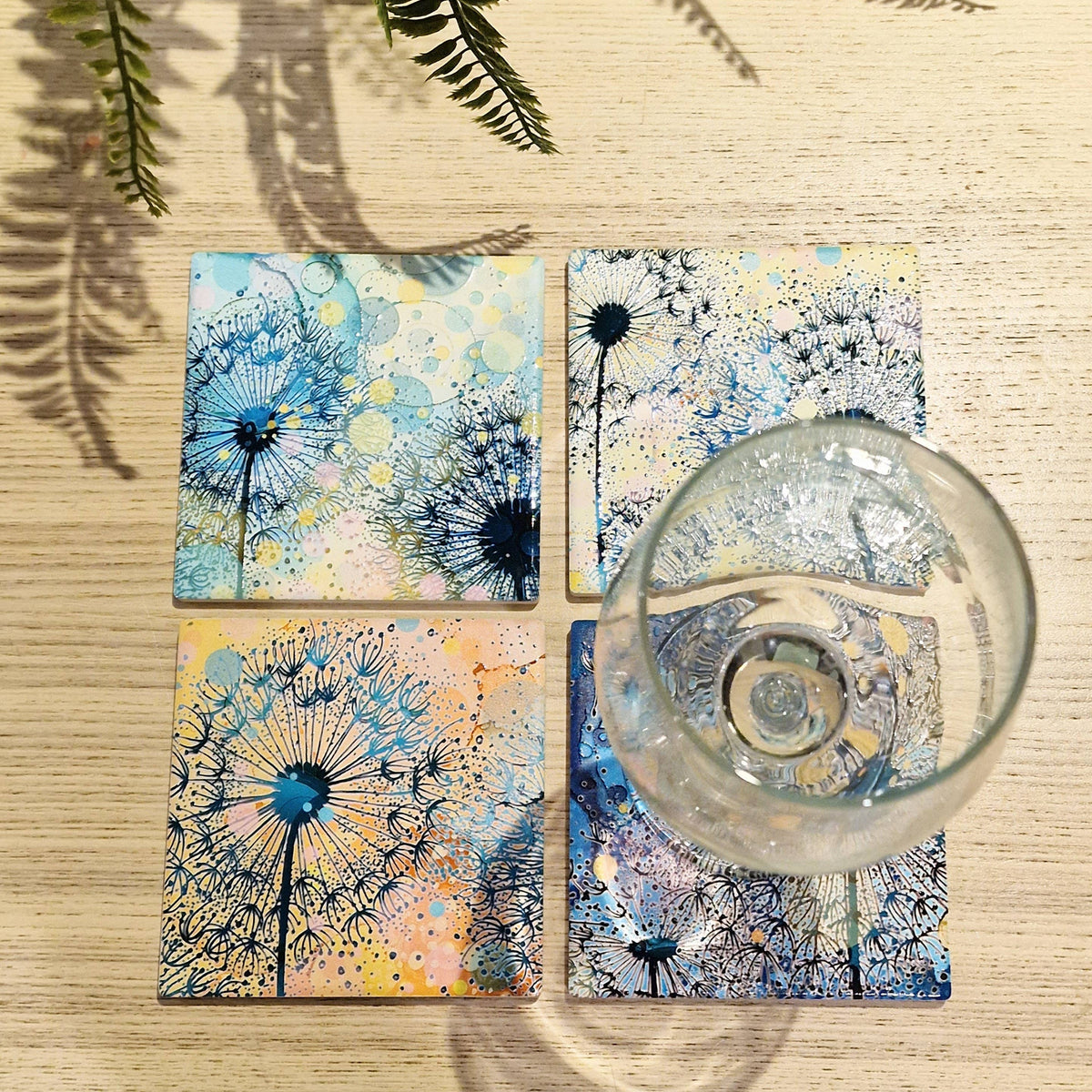 Dandelion Ceramic Coaster (Orange)