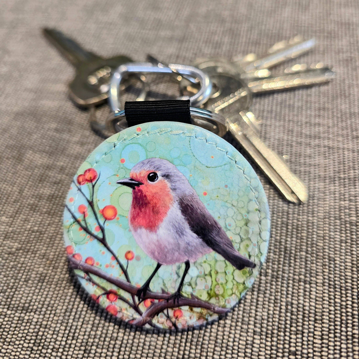 Robin Faux Leather Keyring