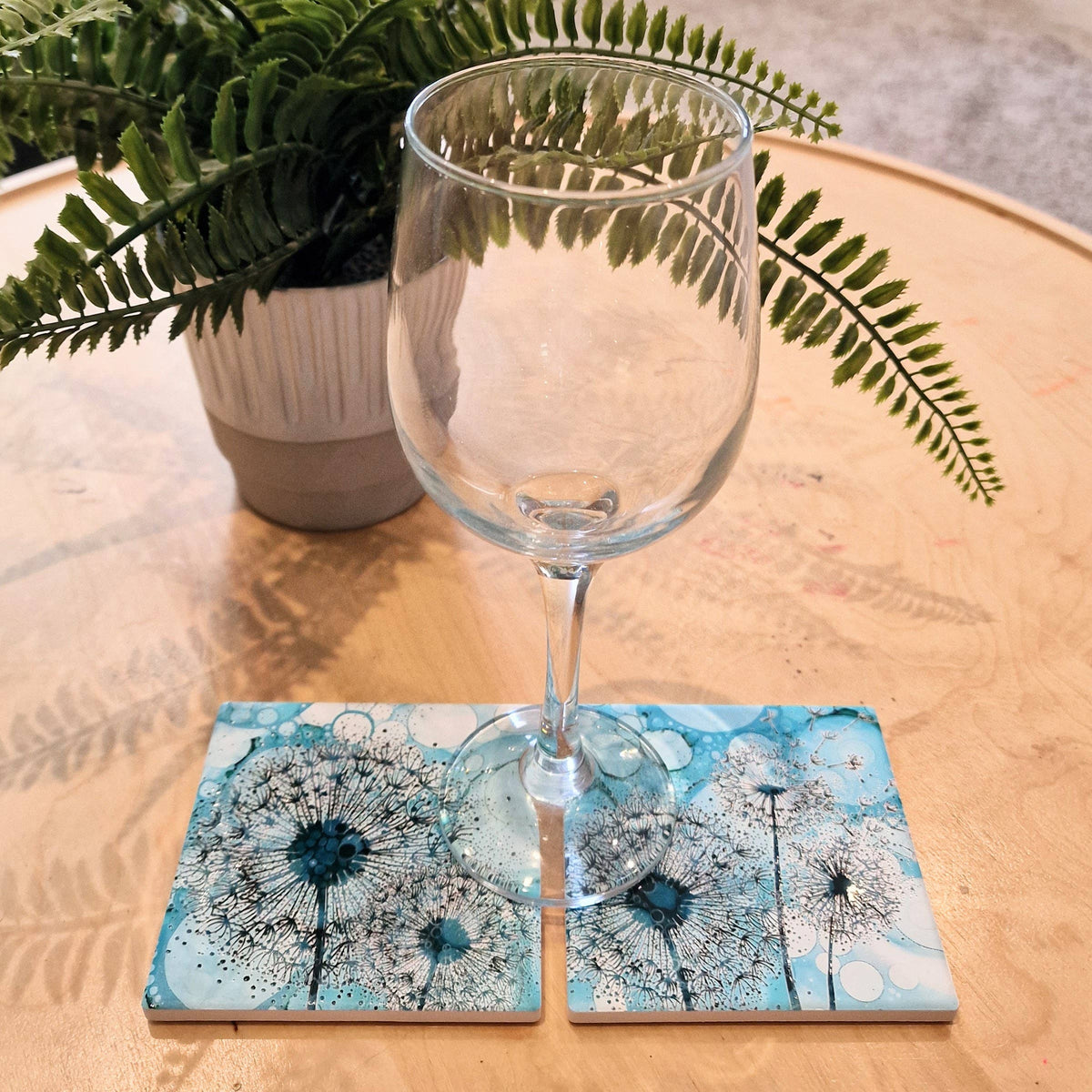 Dandelion Ceramic Coaster (Green)