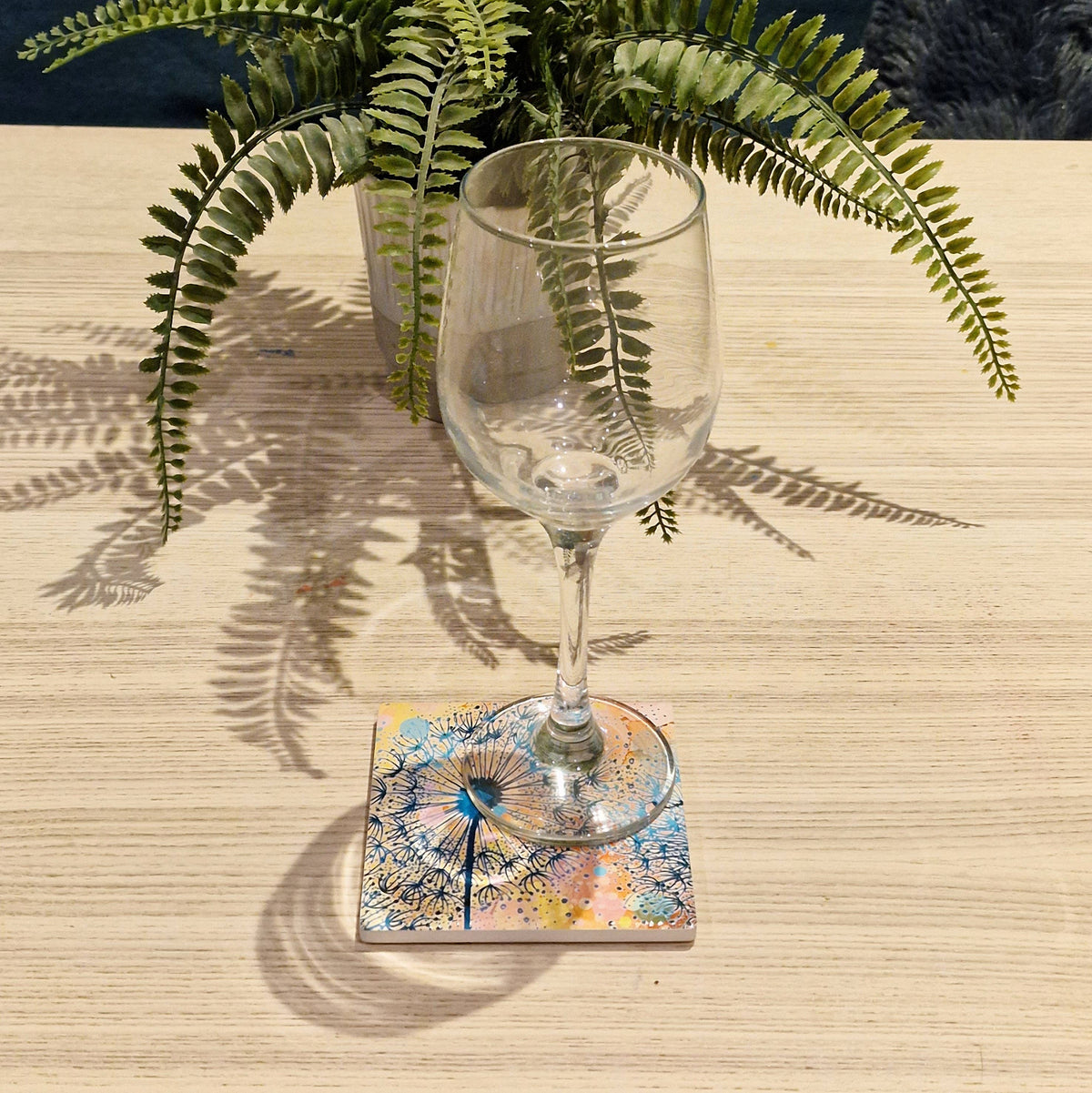 Dandelion Ceramic Coaster (Orange)