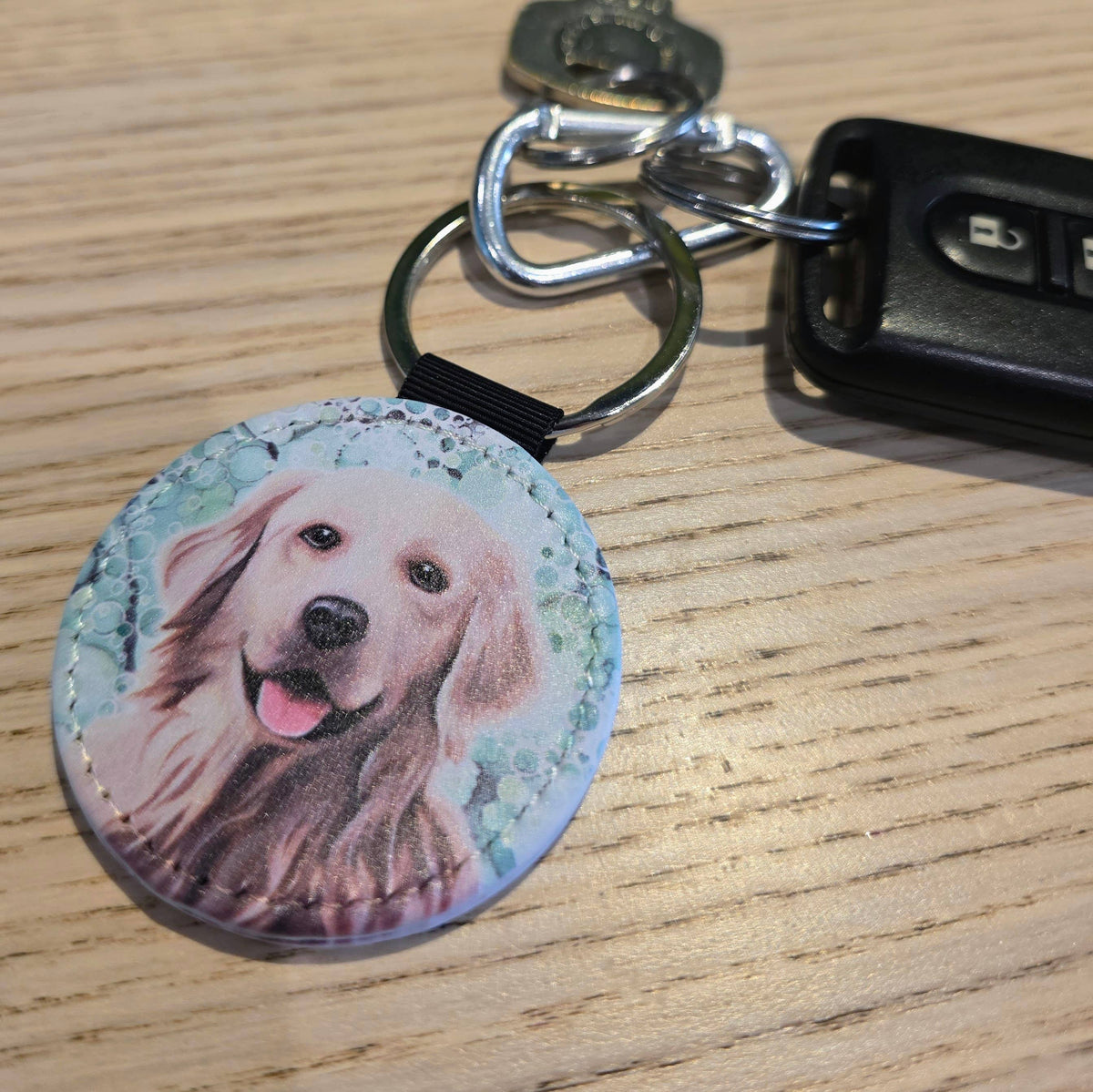 Golden Retriever Dog Faux Leather Keyring