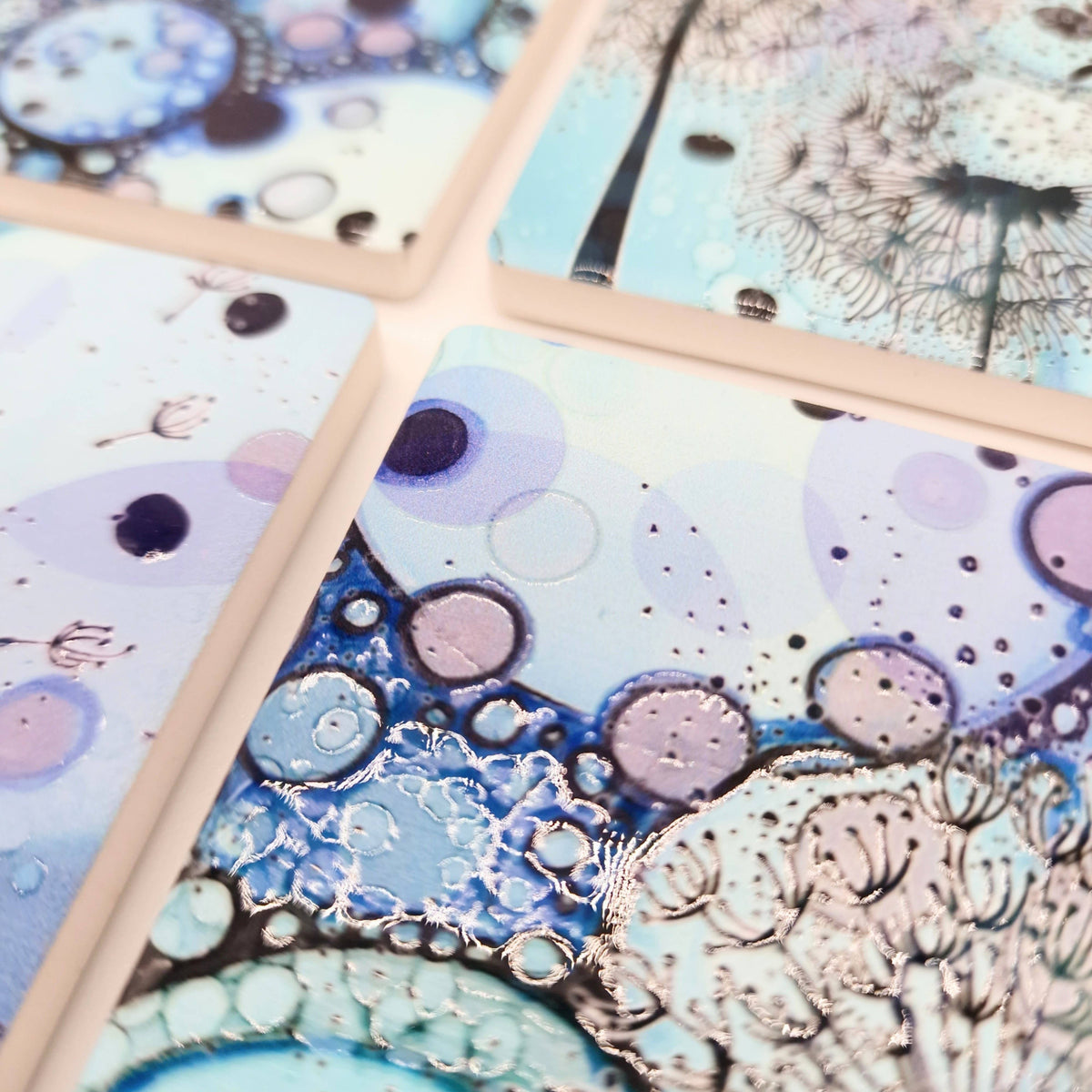 Dandelion Ceramic Coaster (Blue)