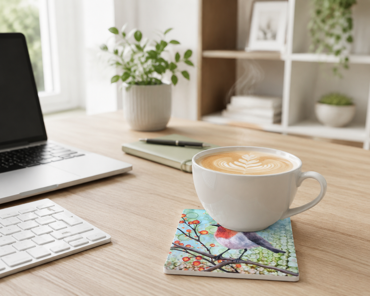 Robin Ceramic Coaster, Bird Coaster