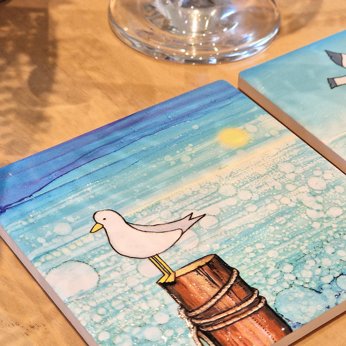 Seagull on Post -  Ceramic Coaster