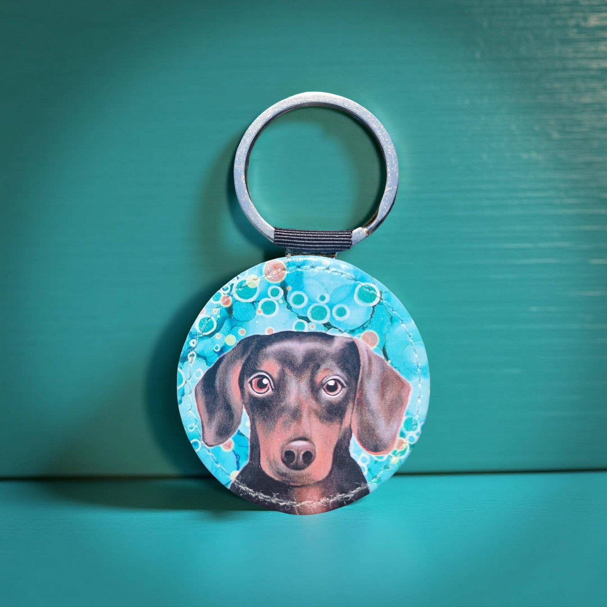 Daschund Dog Faux Leather Keyring
