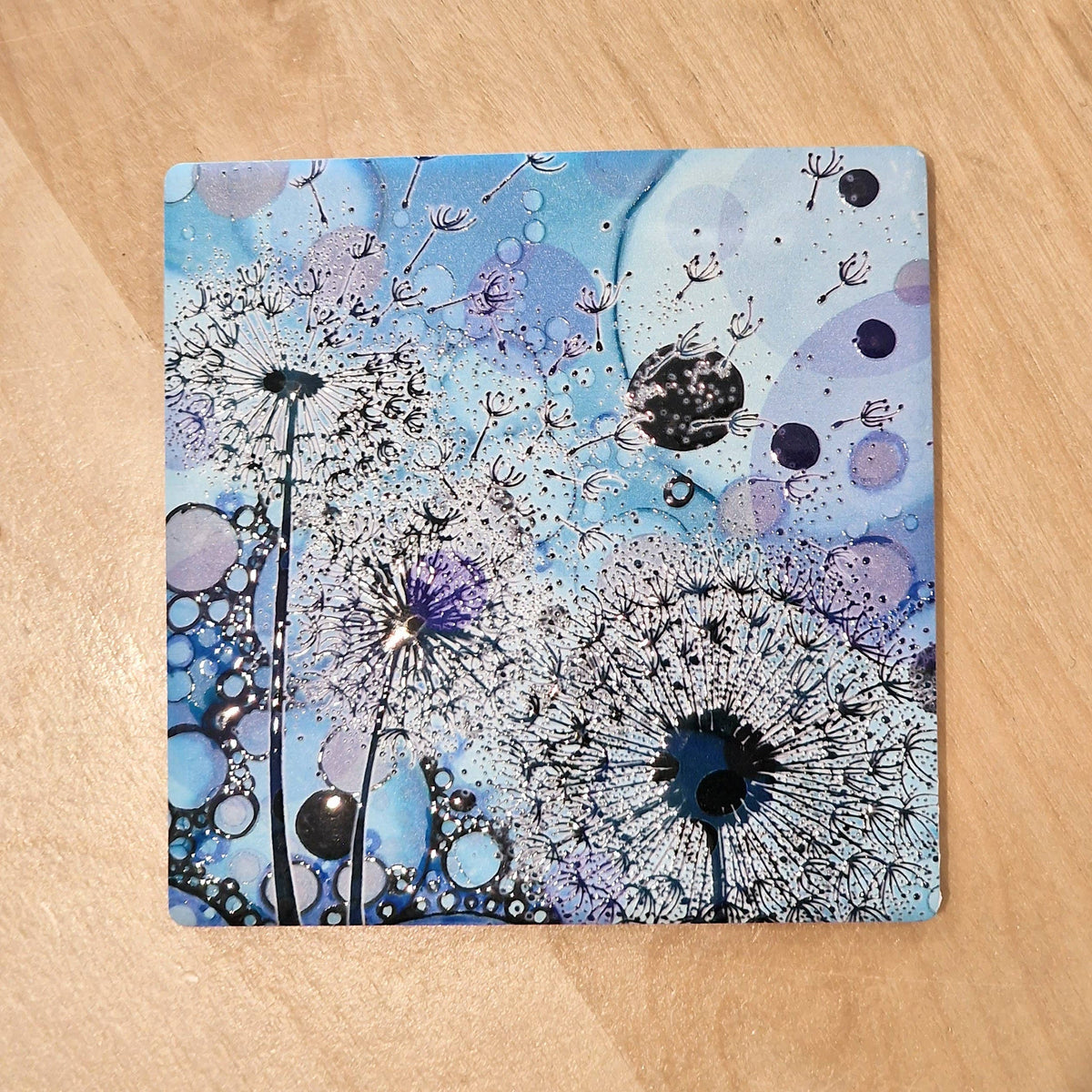 Dandelion Ceramic Coaster (Blue)