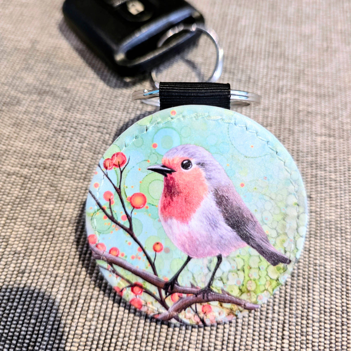 Robin Faux Leather Keyring