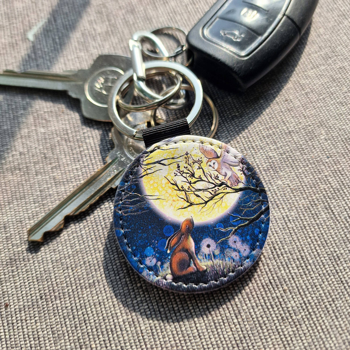 Hare & Owl Faux Leather Keyring