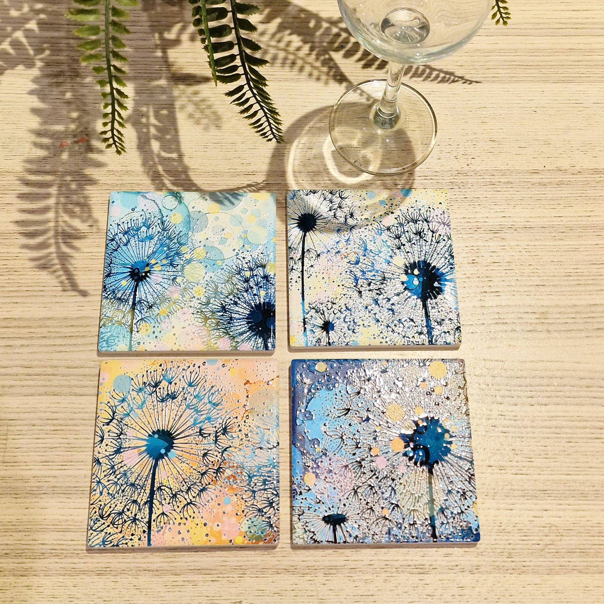 Dandelion Ceramic Coaster (Turquoise)