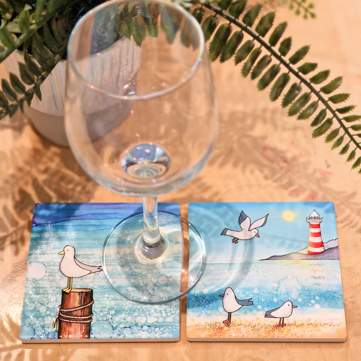 Seagull on Post -  Ceramic Coaster
