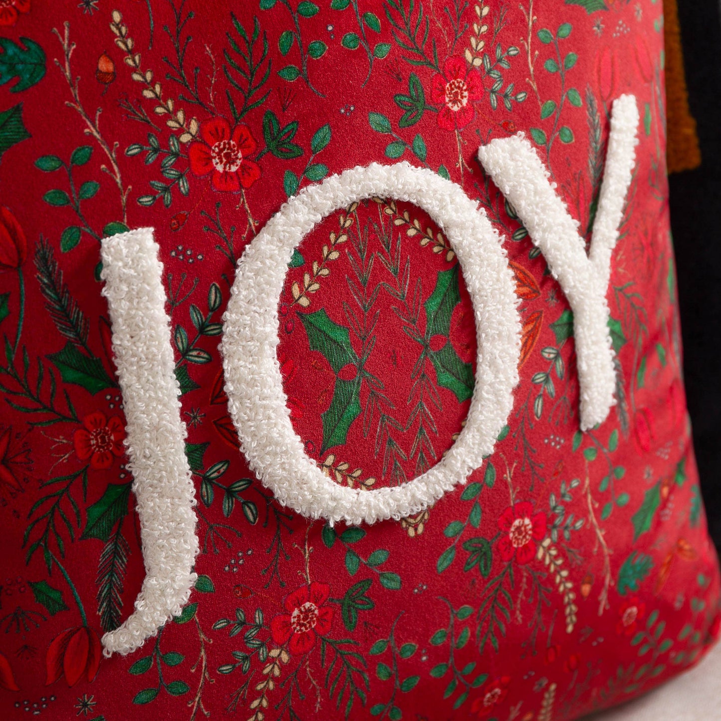 Ditsy Joy Tufted Velvet Cushion Red